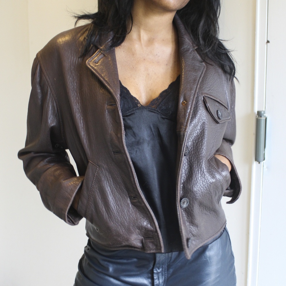 Leather Jacket Vintage Brown OVERSIZE Leather Coat